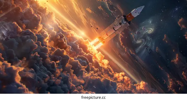 Rocket Launch into the Starry Cosmos