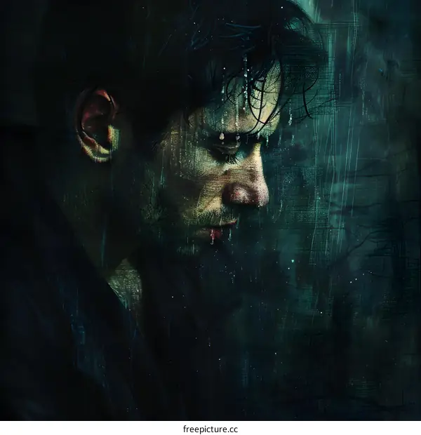 Man in the Rain Dramatic Portrait