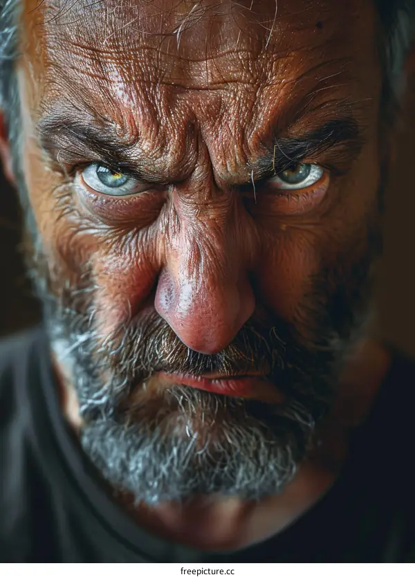 Close Up Portrait of Angry Man