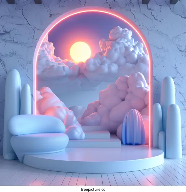 Abstract Pastel Cloud Scene Interior Design