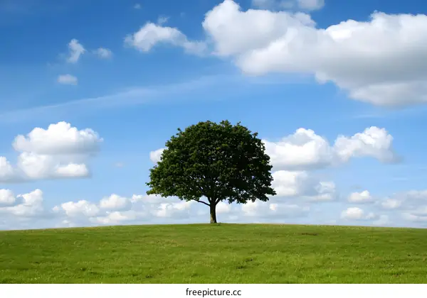 Green Tree on Green Grass Under Blue Sky