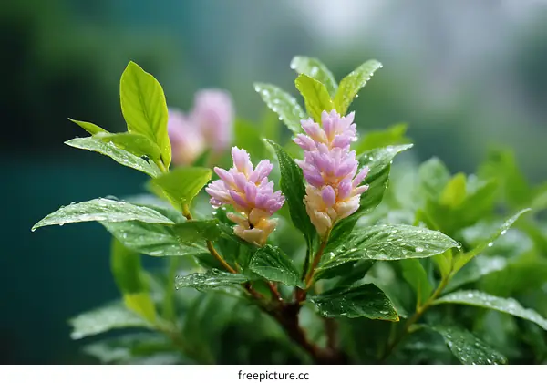 Beautiful Pink Flowers After the Rain