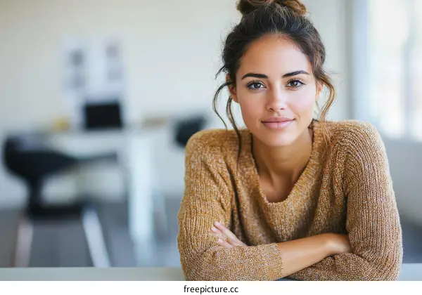 Confident Woman in a Casual Office Setting