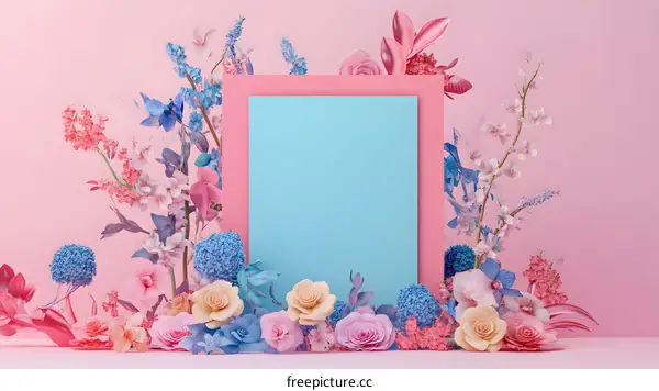Pastel Flowers and Paper Background