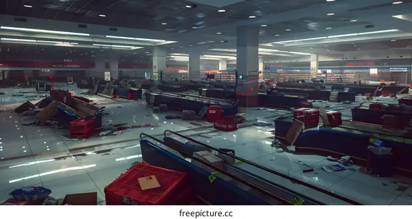 Empty Supermarket After Disaster