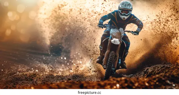 Motocross dirt bike rider in action