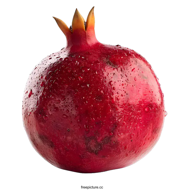 [Transparent Background PNG]Fresh red pomegranate with water drops