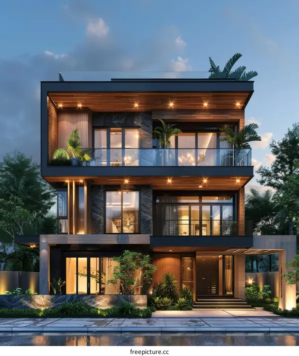 Modern Elegant Multi-Storey House Exterior Design