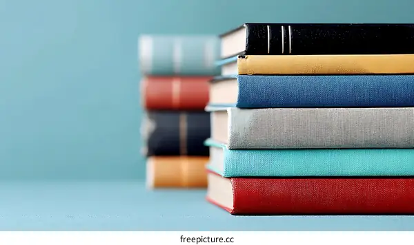 Stacked Books with Diverse Colors