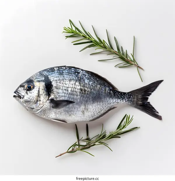 Fresh fish with rosemary