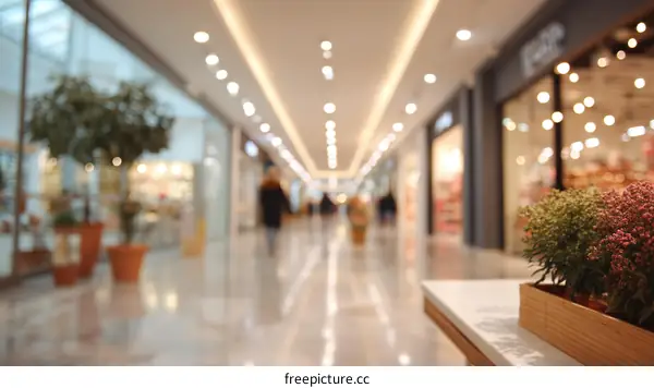 Modern Shopping Mall Interior with People