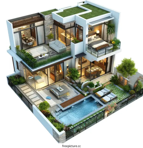 Modern Villa Design with Swimming Pool and Garden