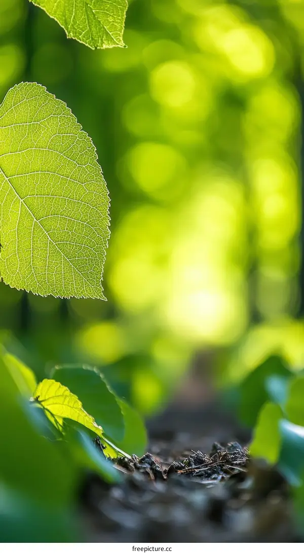 Fresh Green Leaves in Sunlight