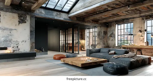 Industrial Loft Living Room Design
