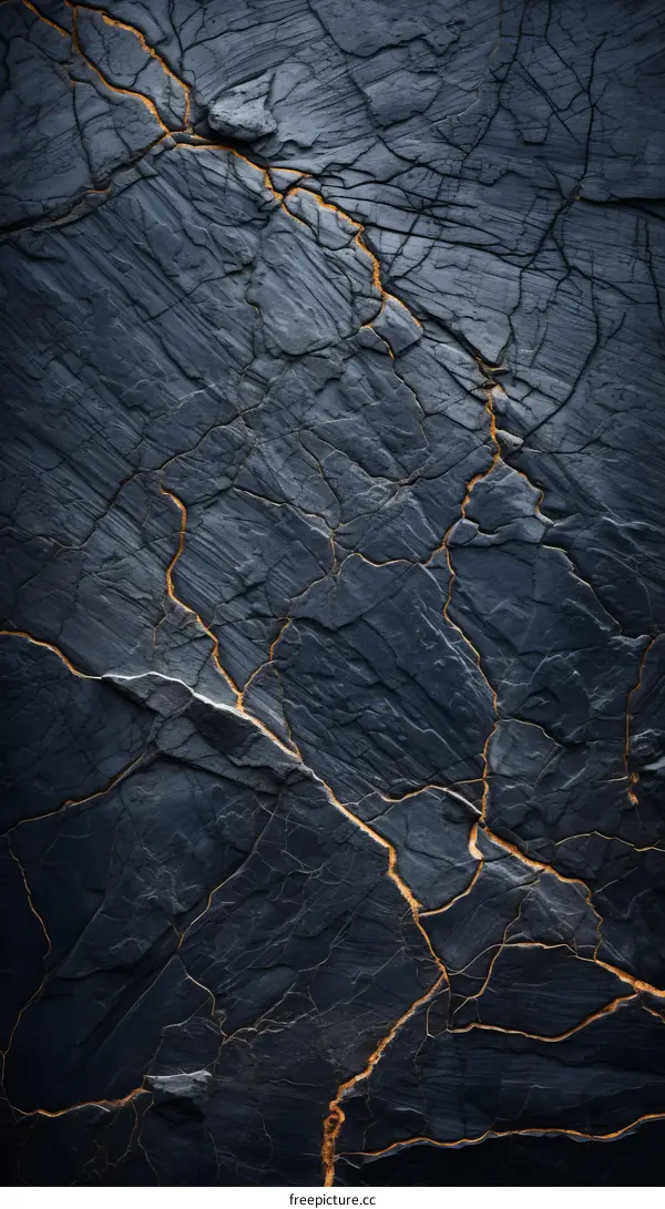 Molten Rock Flowing on Black Volcanic Surface