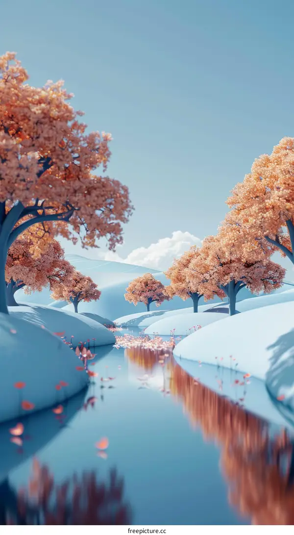 Pink Trees by the River