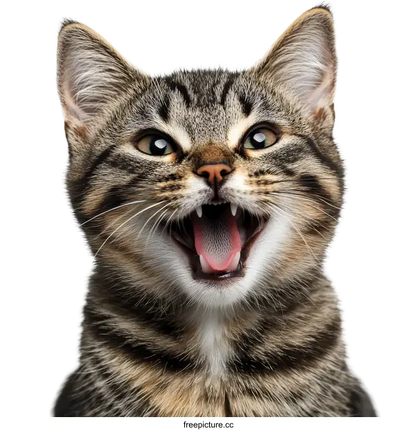 [Transparent Background PNG]Close Up Adorable Tabby Cat Portrait