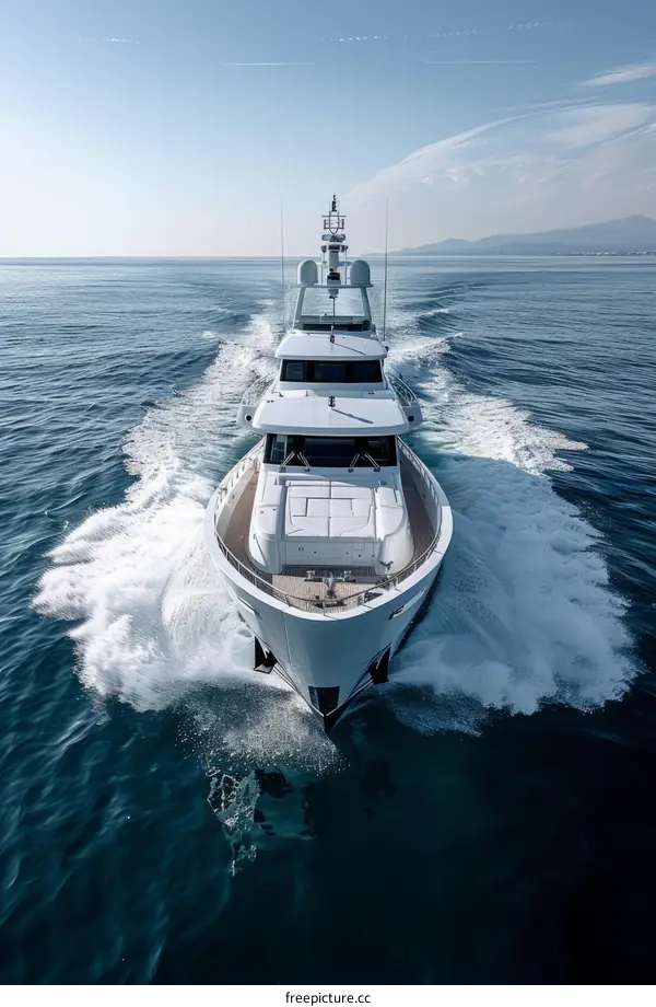 A Majestic White Motor Yacht Sails the Open Waters