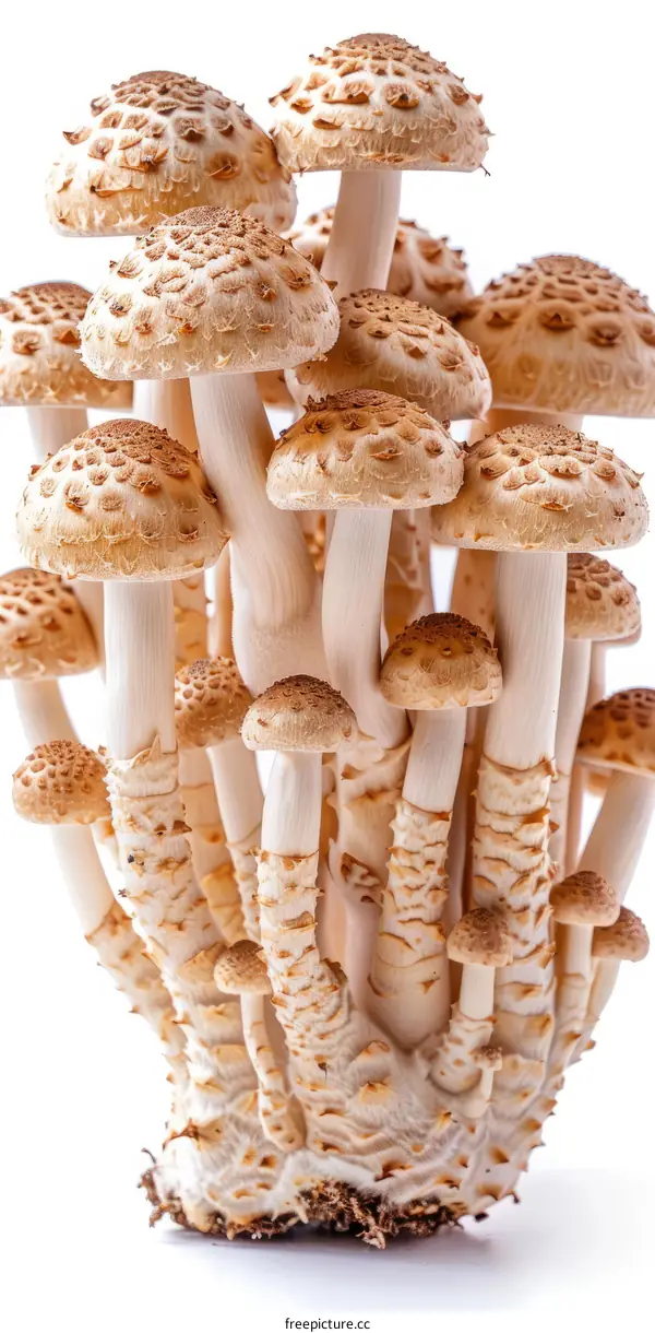 A cluster of shaggy ink cap mushrooms
