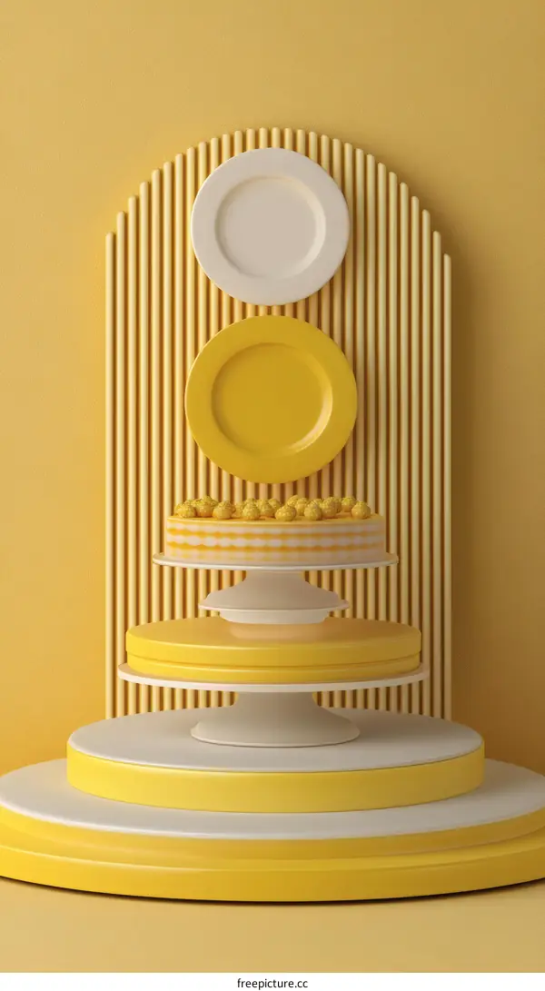 Yellow Dessert Display Scene Illustration