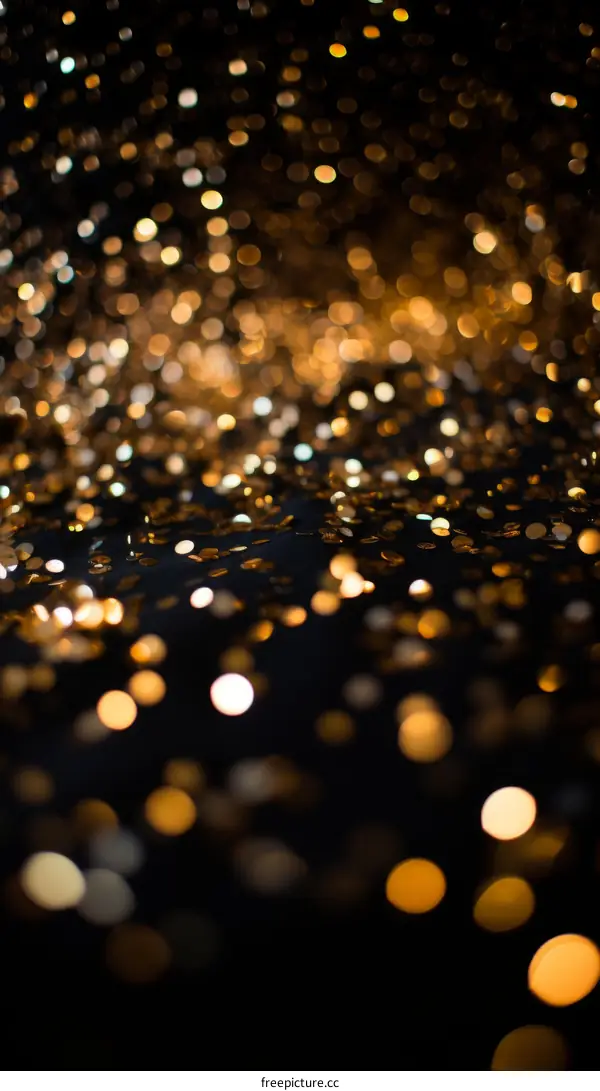 Golden glitter on black background