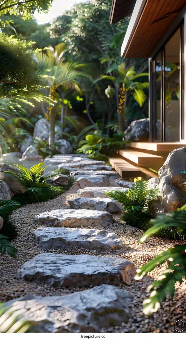 Stepping Stones in a Landscaped Garden
