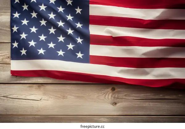 American flag on a wooden background
