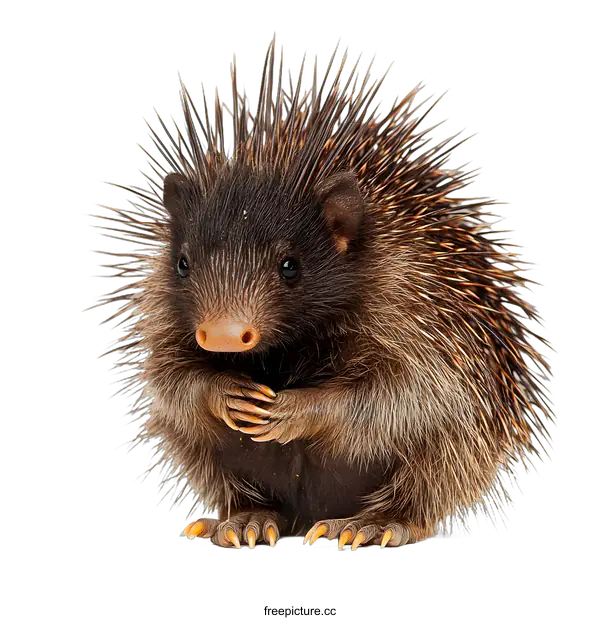 [Transparent Background PNG]Cute Baby Hedgehog Sitting on a White Background