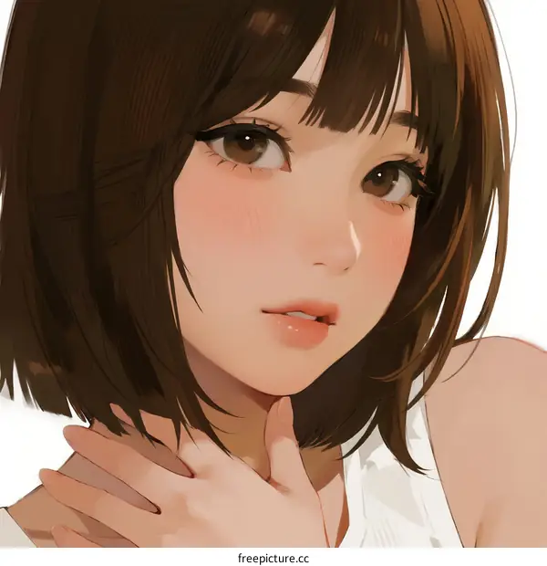 Portrait of young Asian woman with bob haircut and natural makeup