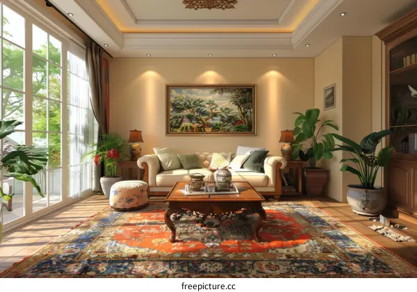 Elegant Living Room Interior Design Illustration