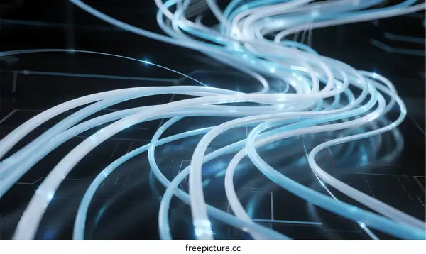 Optical Fiber Cables with Glowing Light in Modern Technology