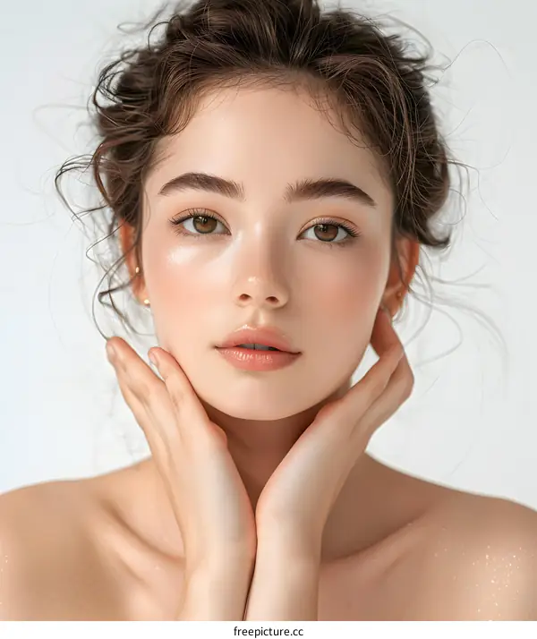 Portrait of Young Woman with Clear Skin
