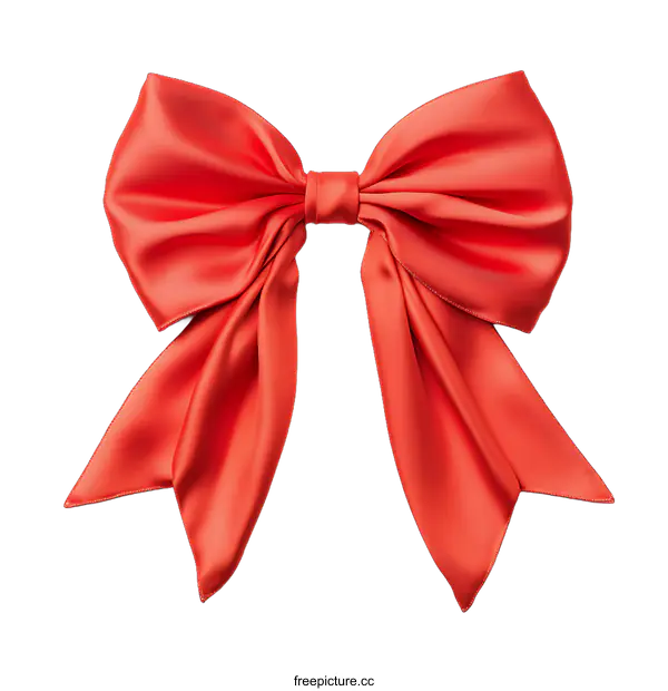 [Transparent Background PNG]Red Satin Ribbon Bow Isolated on transparent background