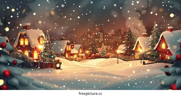 Snow-Covered Christmas Village