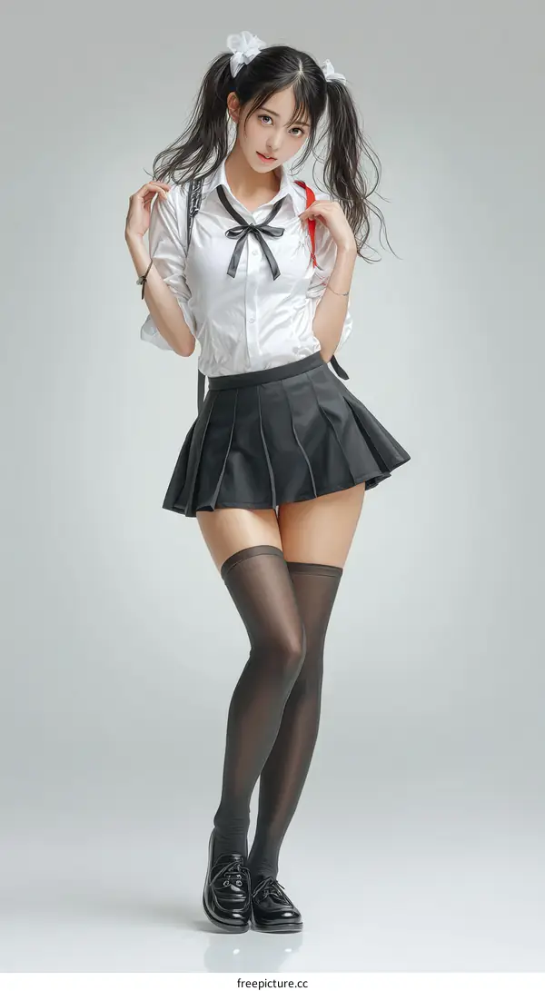 Asian Girl in School Uniform Studio Shot