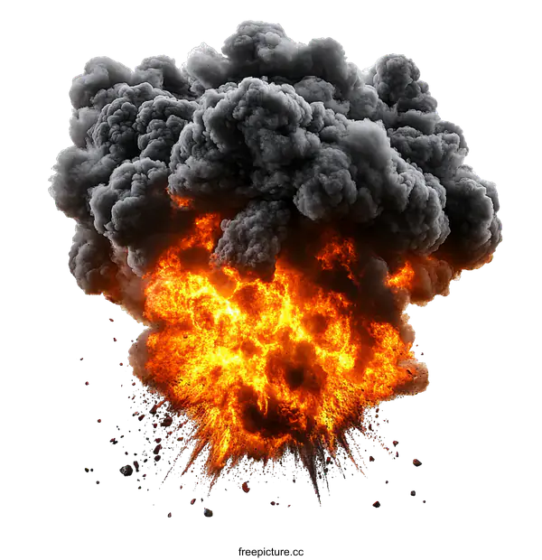[Transparent Background PNG]Explosion Fire Smoke Cloud Illustration