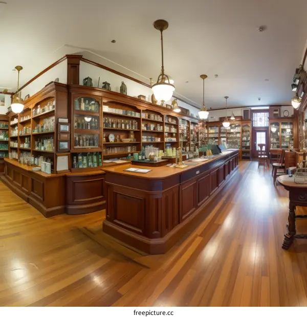 Interior of an old-fashioned pharmacy