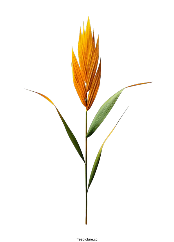 [Transparent Background PNG]Single Golden Leaf on White Background