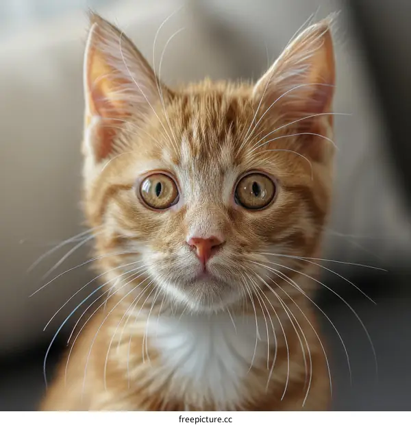 Adorable Ginger Kitten Portrait with Playful Eyes
