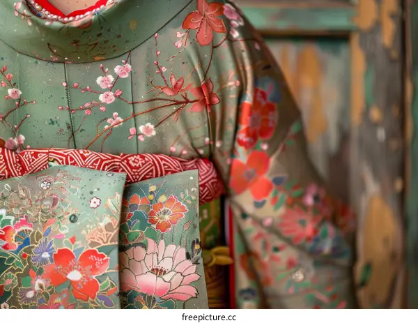A Woman in a Traditional Japanese Kimono