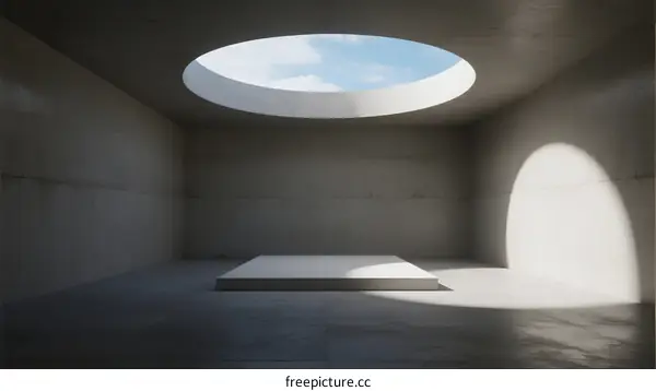 Minimalist Concrete Room with Skylight and Open Sky View