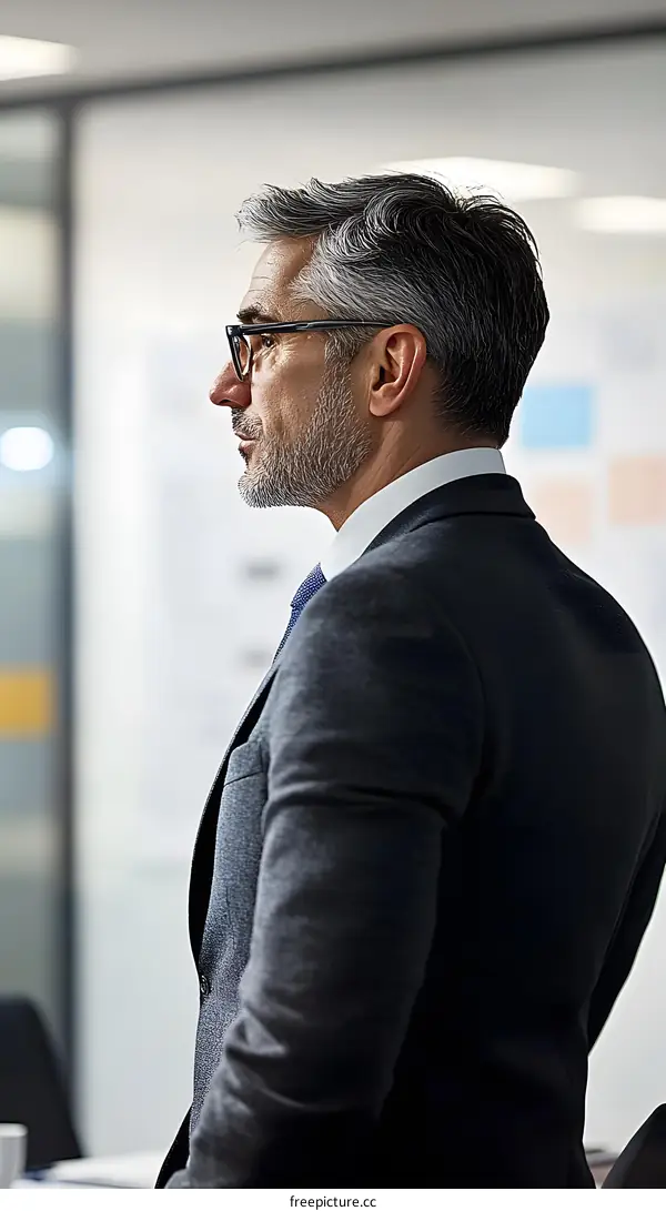 Businessman in a Suit Looking Away From Camera
