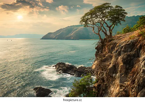 Beautiful View Of A Cliff Overlooking The Ocean