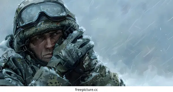 Soldier in the snow