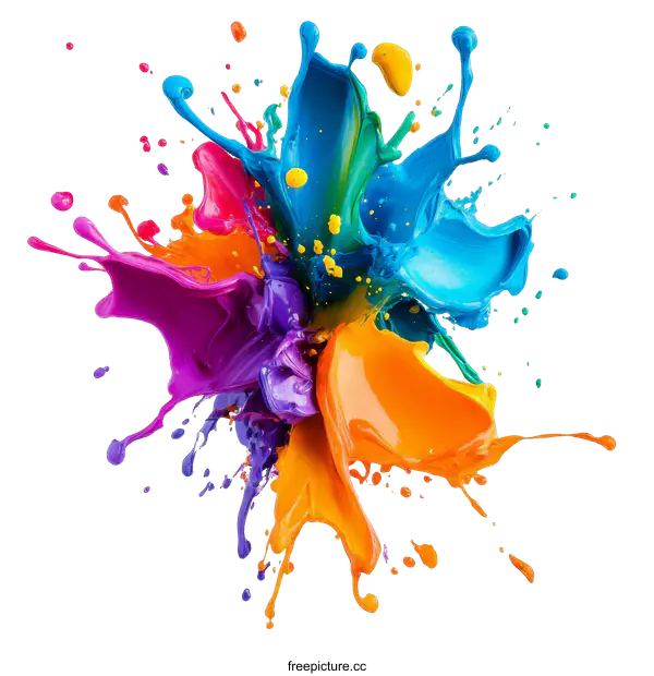 [Transparent Background PNG]Abstract Colorful Paint Splash Art