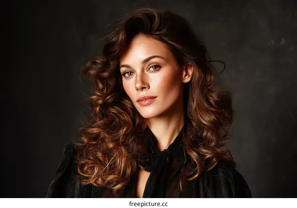 Close-up Portrait of a Woman with Wavy Hair