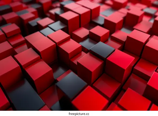 Abstract Red and Black 3D Cube Background