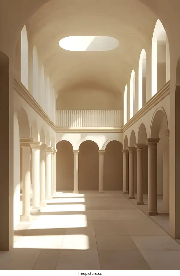 Architectural Design of a  Modern Building with an Oval Skylight