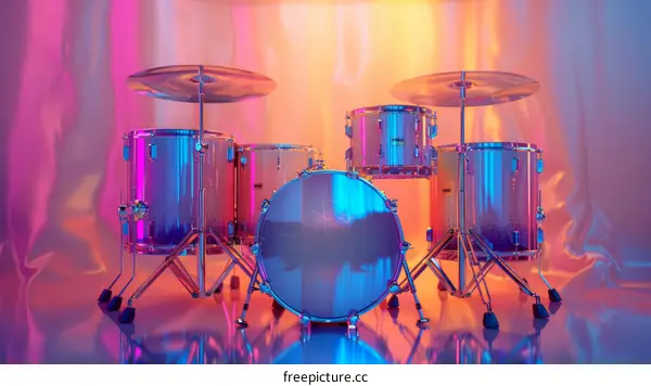 Drum set in a colorful background