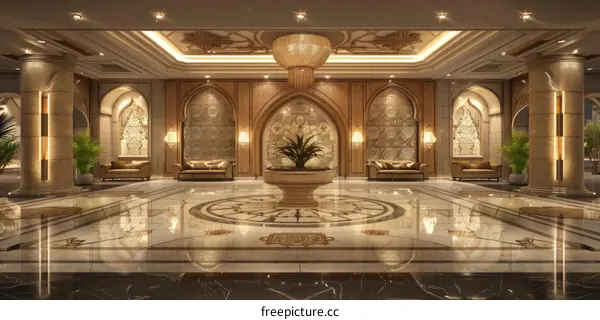 A magnificent hotel lobby